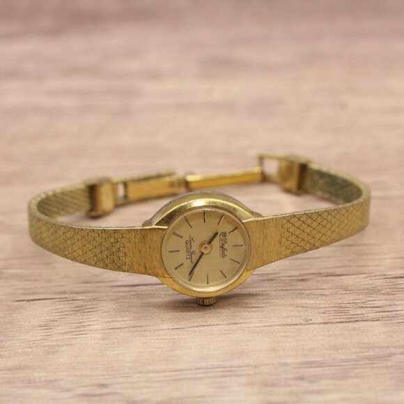 Vintage Dufonte Lucien Piccard Watch Womens Gold Tone Stainless Steel Rare 60's - Picture 5 of 10